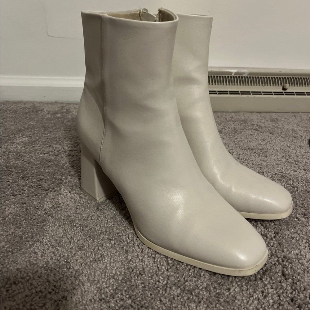 Womens White Heel Ankle Boots